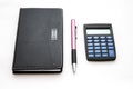 Notebook, pen and calculator Royalty Free Stock Photo