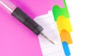 Notebook with pen and color tabs Royalty Free Stock Photo