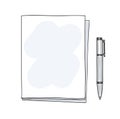 Notebook and pen handdrawn cute art vector illustration