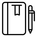 Notebook and pen icon, outline style Royalty Free Stock Photo