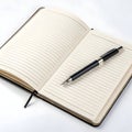 Notebook with pen isolated on white Royalty Free Stock Photo