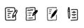 Notebook And Pen Line Icon Set In Doodle Style. Writing, Note-Taking, And Document Editing Outline Sketch Collection Royalty Free Stock Photo
