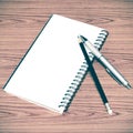 Notebook pen and pencil Royalty Free Stock Photo