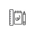 Notebook pen and ruler line icon Royalty Free Stock Photo