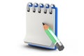 Notebook and pencil 3D render Royalty Free Stock Photo