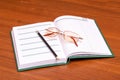 Notebook, pencil, glasses Royalty Free Stock Photo