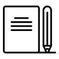 Notebook pencil icon, outline style Royalty Free Stock Photo