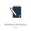Notebook and pencil icon vector. Trendy flat notebook and pencil icon from people collection isolated on white background. Vector