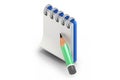 Notebook and pencil isometric view 3D render Royalty Free Stock Photo