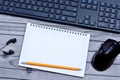 Notebook with pencil and keyboard computer Royalty Free Stock Photo