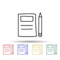 notebook and pencil sketch multi color style icon. Simple thin line, outline vector of education icons for ui and ux, website or Royalty Free Stock Photo