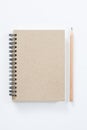 Notebook with pencil on white background Royalty Free Stock Photo
