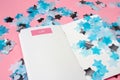 Notebook on pink background Royalty Free Stock Photo