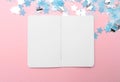 Notebook on pink background Royalty Free Stock Photo