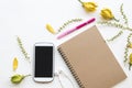 Notebook planner ,mobile phone for business with flower ylang ylang