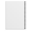 Notebook realistic. White copybook blank closed spiral binder. Paper organizer, sketchbook or diary mockup. Clean sheets