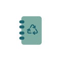 Notebook with recycling arrows flat icon