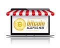 Notebook Red Awning Bitcoin Accepted Here