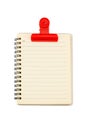 Notebook and red clip Royalty Free Stock Photo