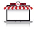 Notebook Red White Awning Black Friday Royalty Free Stock Photo