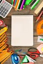 Notebook and school tools around. Royalty Free Stock Photo