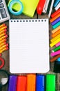 Notebook and school tools around. Royalty Free Stock Photo