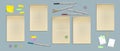 Notebook sheets of kraft paper, blank pages set Royalty Free Stock Photo