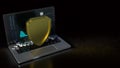 The notebook and shield for cyber security concept 3d rendering Royalty Free Stock Photo