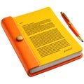 Yellow Notebook with Orange Leather Cover and Pen image stock Royalty Free Stock Photo