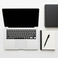 Notebook, a smaller lined notepad with a black pen resting diagonally on Royalty Free Stock Photo