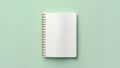 Notebook spiral-bound mock-up isolated on mint background. Flat-lay open notepad closeup. Journal diary. Blank template paper Royalty Free Stock Photo