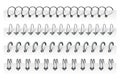 Notebook spirals, wire steel ring bindings and springs for calendar, diary, notepad, document cover or booklet sheets
