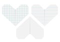 Notebook squared lined paper heart icon set. Origami handmade craft fold. Line texture. Happy Valentines day sign symbol. Cute gra