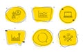 Notebook, Startup and Trade infochart icons set. Efficacy, Speech bubble and Correct answer signs. Vector