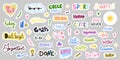 Notebook stickers. Lettering for weekly or daily planner, dairy cute labels, design elements doodle collection, hand drawn Royalty Free Stock Photo