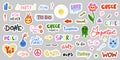 Notebook stickers. Lettering for weekly or daily planner, dairy cute labels, design elements doodle collection, hand drawn Royalty Free Stock Photo