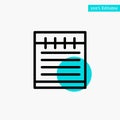 Notebook, Study Education, School turquoise highlight circle point Vector icon