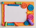 Notebook-style decorative school frame with spiral binding and doodle border. for educational designs Royalty Free Stock Photo