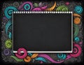 Notebook-style decorative school frame with spiral binding and doodle border. for educational designs Royalty Free Stock Photo