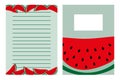 Notebook template set, with hand drawn watermelon.