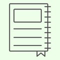 Notebook thin line icon. School writing pad with ring spiral binder outline style pictogram on white background Royalty Free Stock Photo