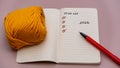 2026 To-Do List Completed Goals Concept with Yellow Yarn and Red Pen on Notebook Royalty Free Stock Photo