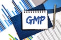 Notebook with Toolls and Notes about GMP , business Royalty Free Stock Photo