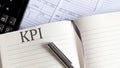Notebook with Toolls and Notes about KPI Royalty Free Stock Photo