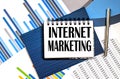 Notebook with Tools and Notes about INTERNET Marketing,concept Royalty Free Stock Photo