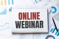 Notebook with Tools and Notes about ONLINE WEBINAR,concept Royalty Free Stock Photo