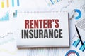 Notebook with Tools and Notes about RENTER INSURANCE,concept Royalty Free Stock Photo