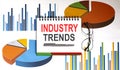 Notebook with Tools and Notes with text Industry trends on the charts
