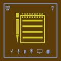 Notebook vector icon with a pencil