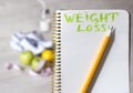 Notebook for weight loss challenge Royalty Free Stock Photo